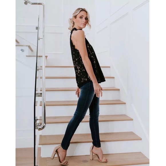 Floral Eyelash Lace Hollow Out Fully Lined Blouse - Picture 4 of 7